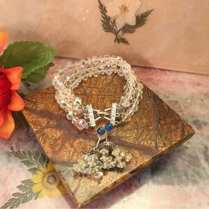 Vintage Dazzling Crystal Beaded Bracelet & Earring set.